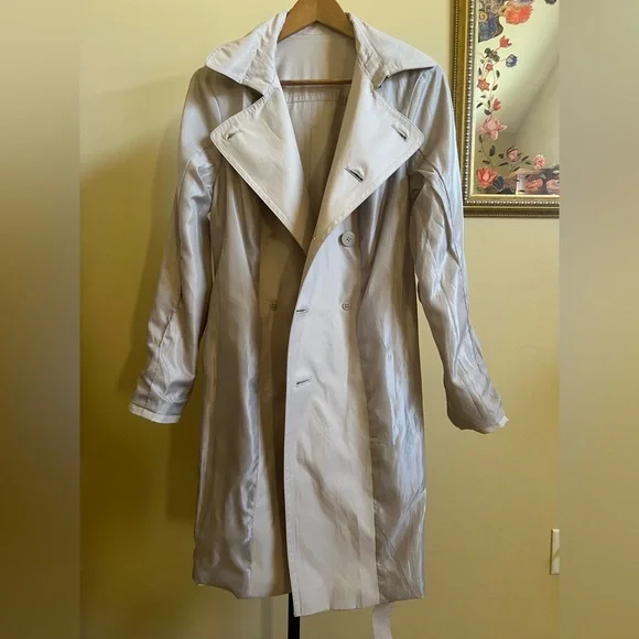 London Fog Trench Belted Raincoat Light Beige Size M - Picture 14 of 15